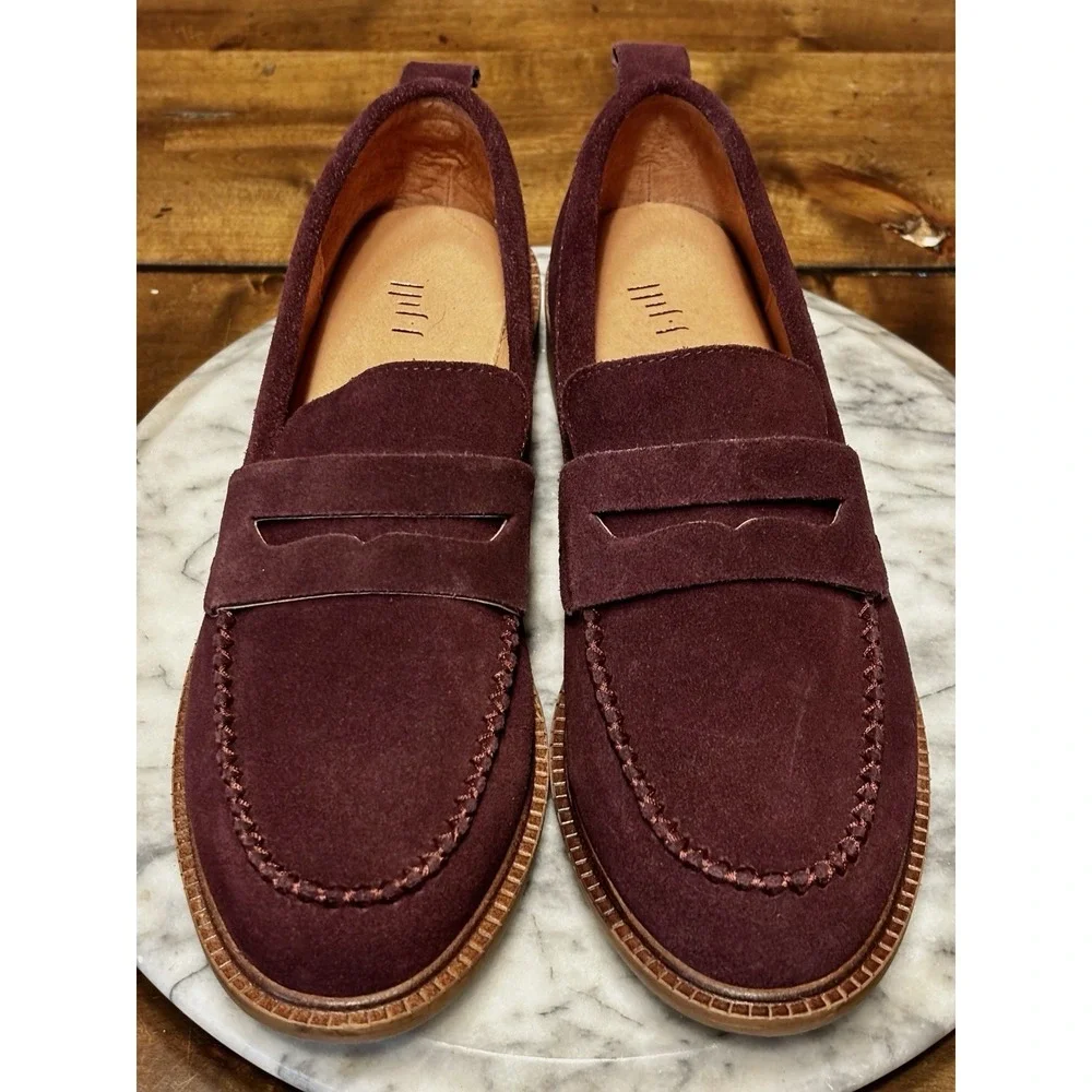 NEW! J.Jill Sofft® Mara Suede Comfort Penny Loafers Purple Plum Women‎ Sz 8